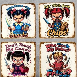 Handmade Fierce Kids Snack Distressed Coaster Set